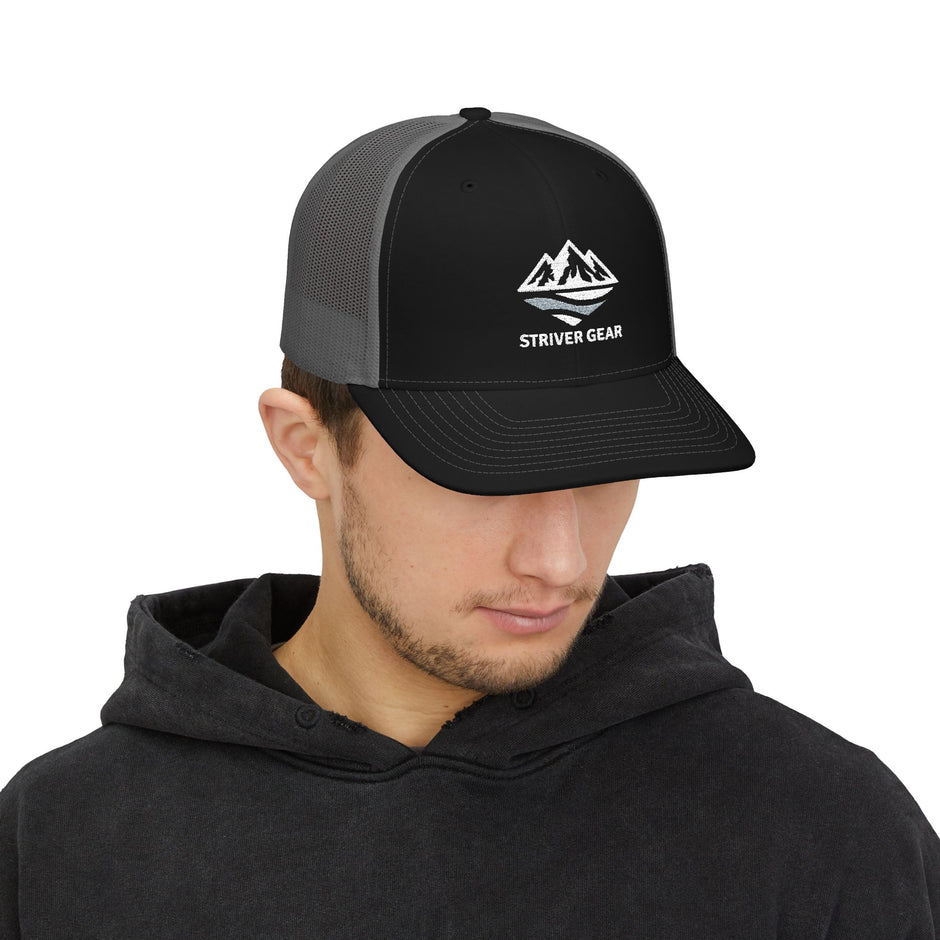 White Logo Snapback Trucker Cap
