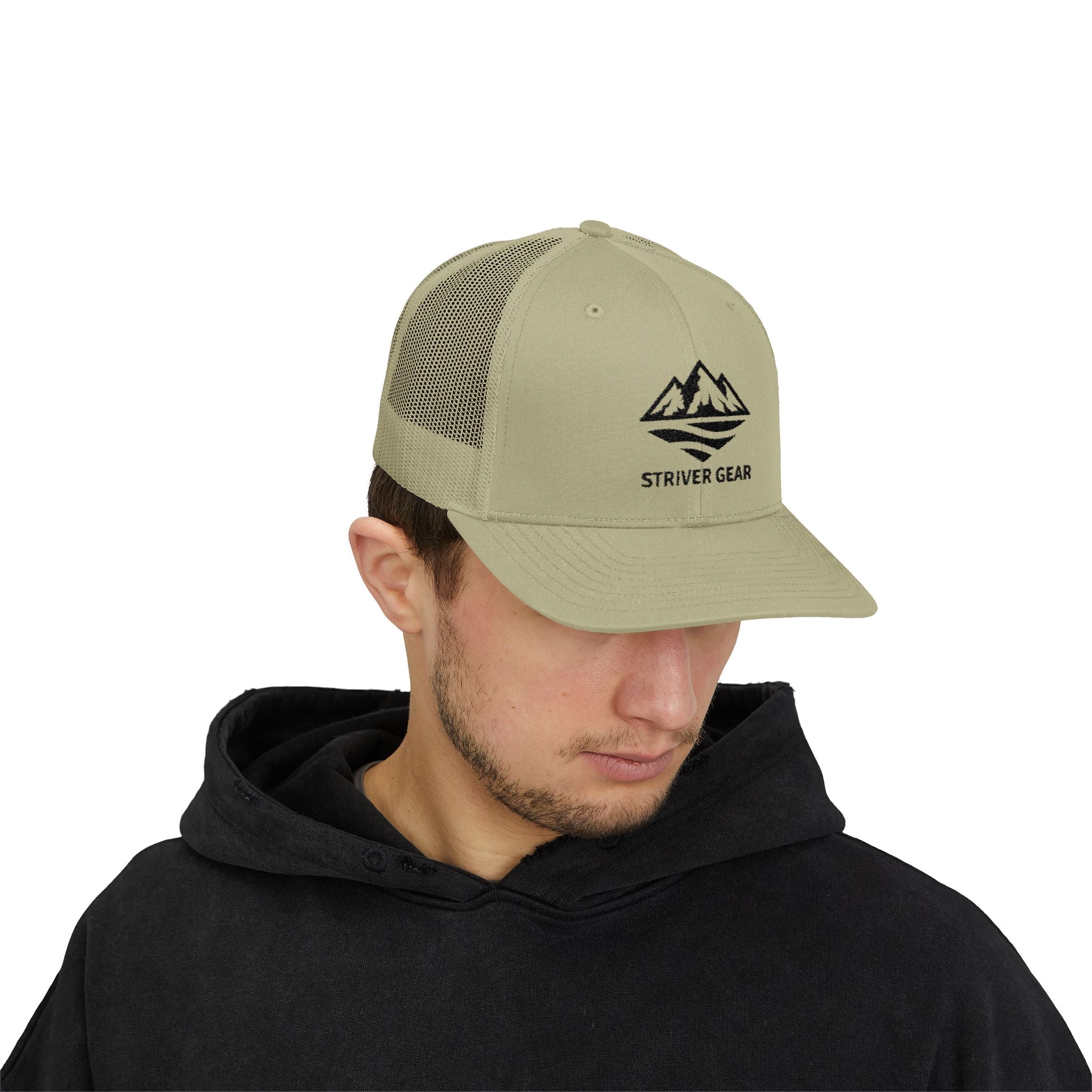Solid Black Logo Snapback Trucker Cap
