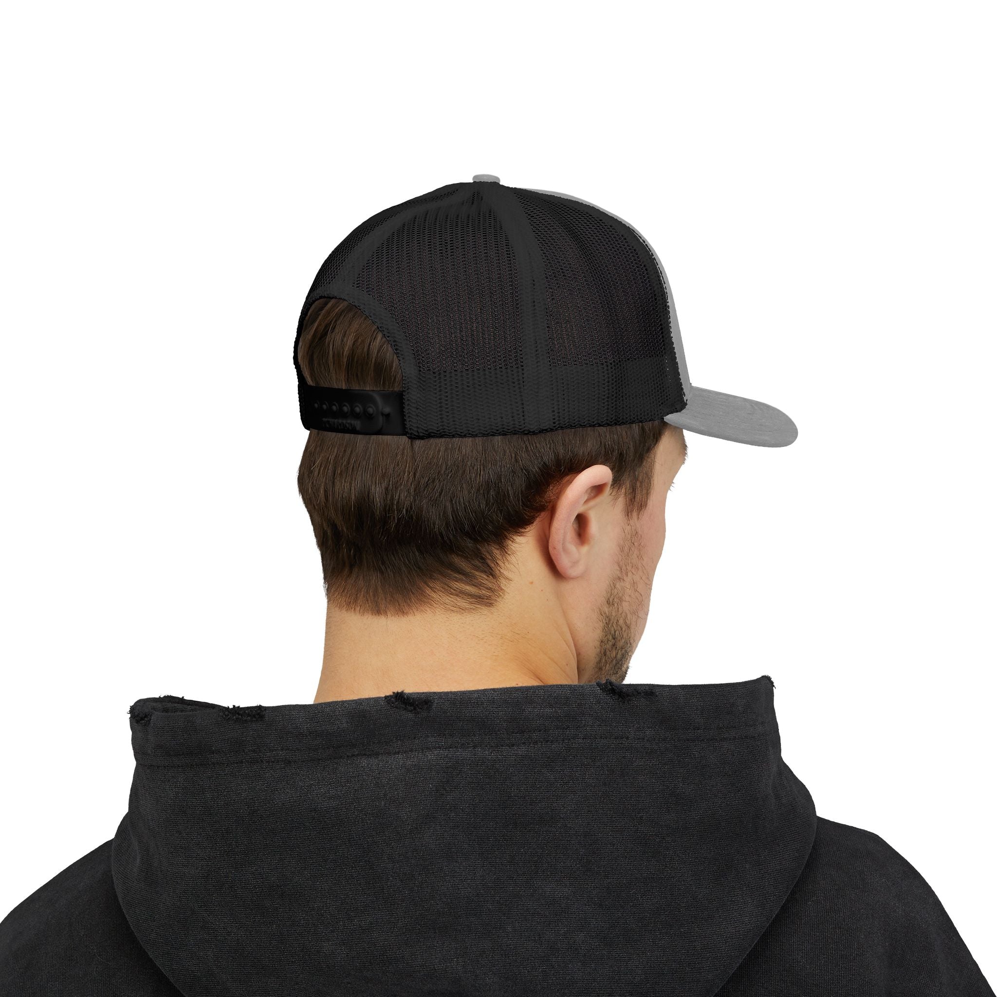 Solid Black Logo Snapback Trucker Cap