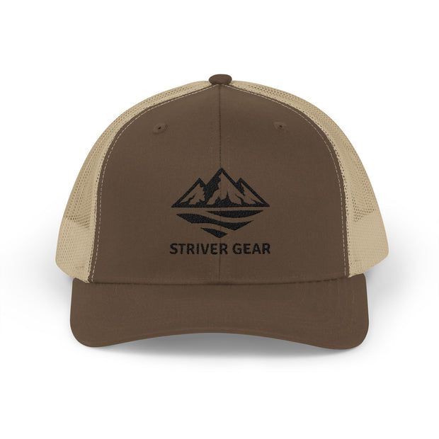 Solid Black Logo Snapback Trucker Cap