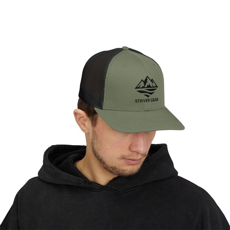 Solid Black Logo Snapback Trucker Cap