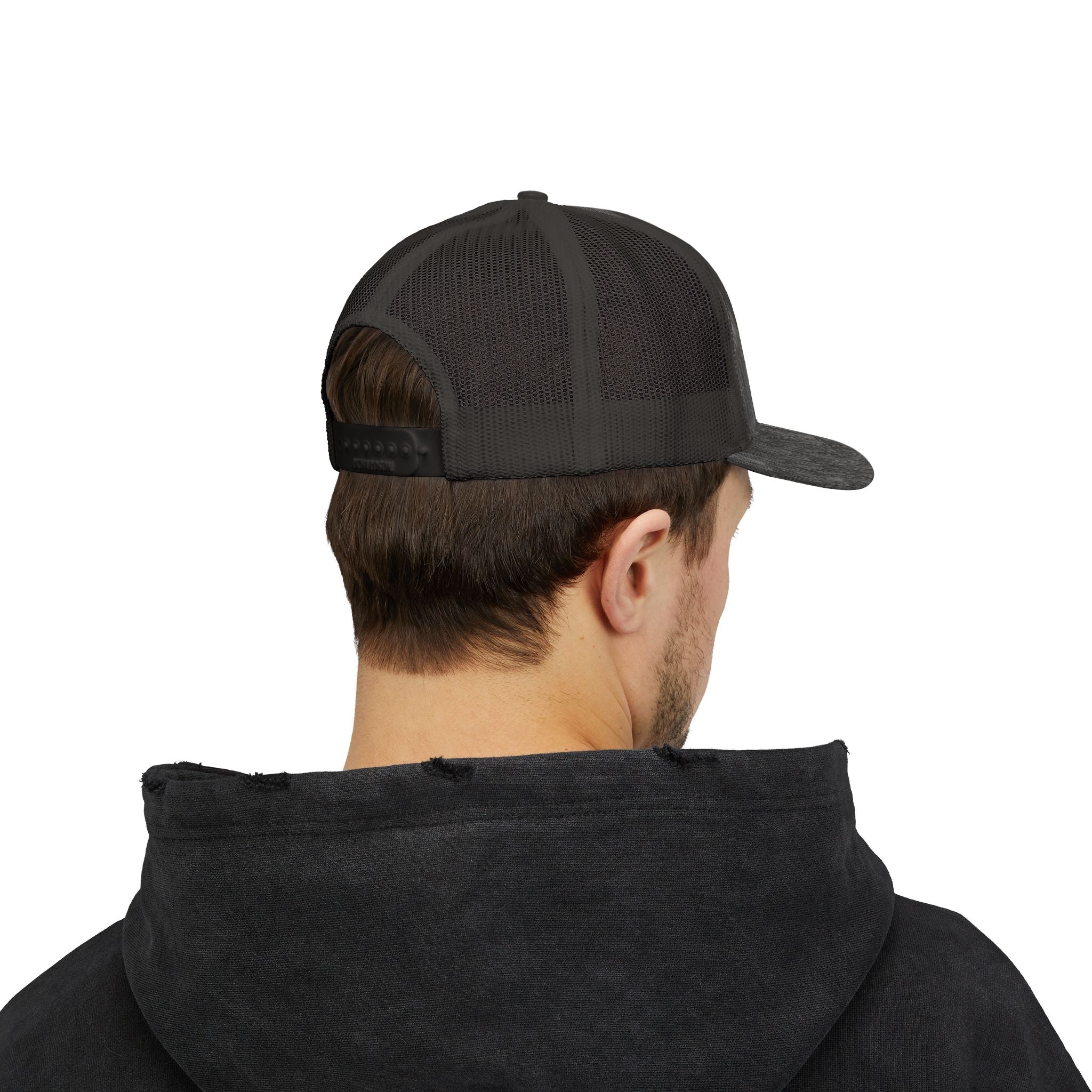 Solid Black Logo Snapback Trucker Cap