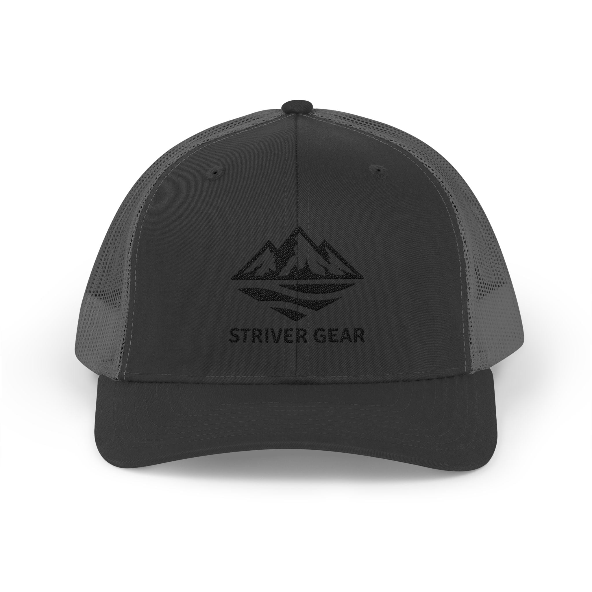Solid Black Logo Snapback Trucker Cap
