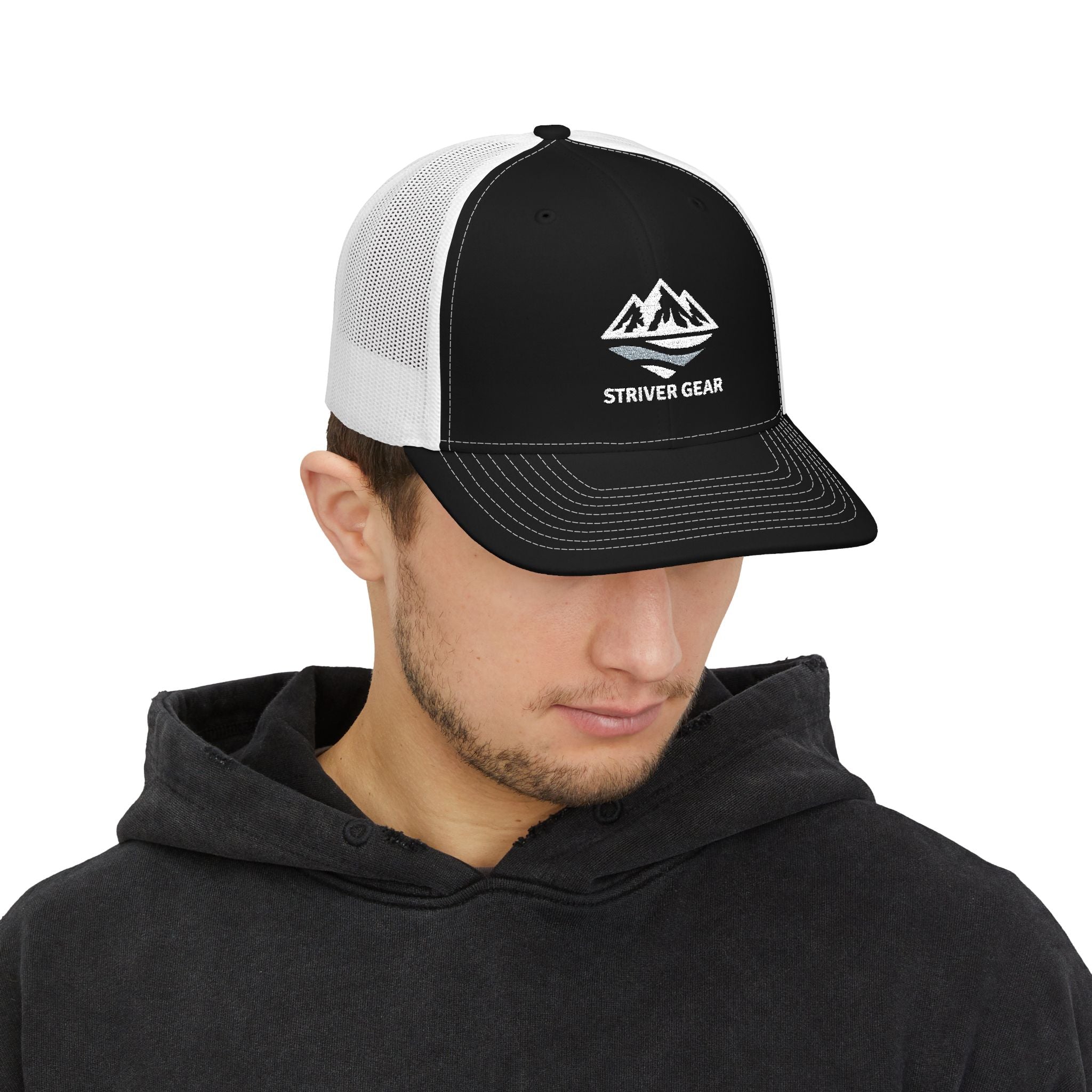 White Logo Snapback Trucker Cap
