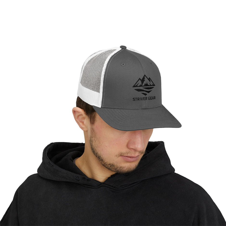 Solid Black Logo Snapback Trucker Cap