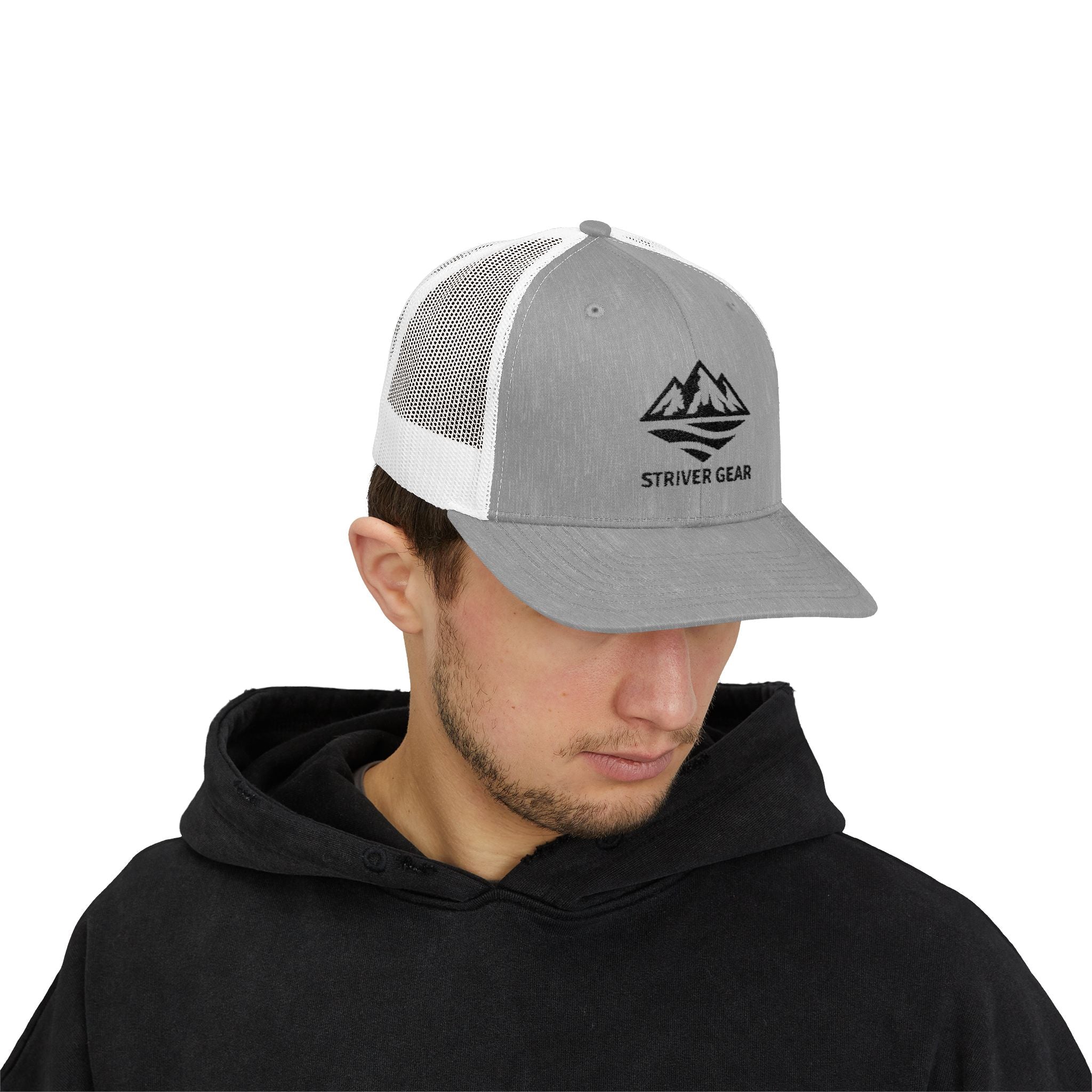 Solid Black Logo Snapback Trucker Cap