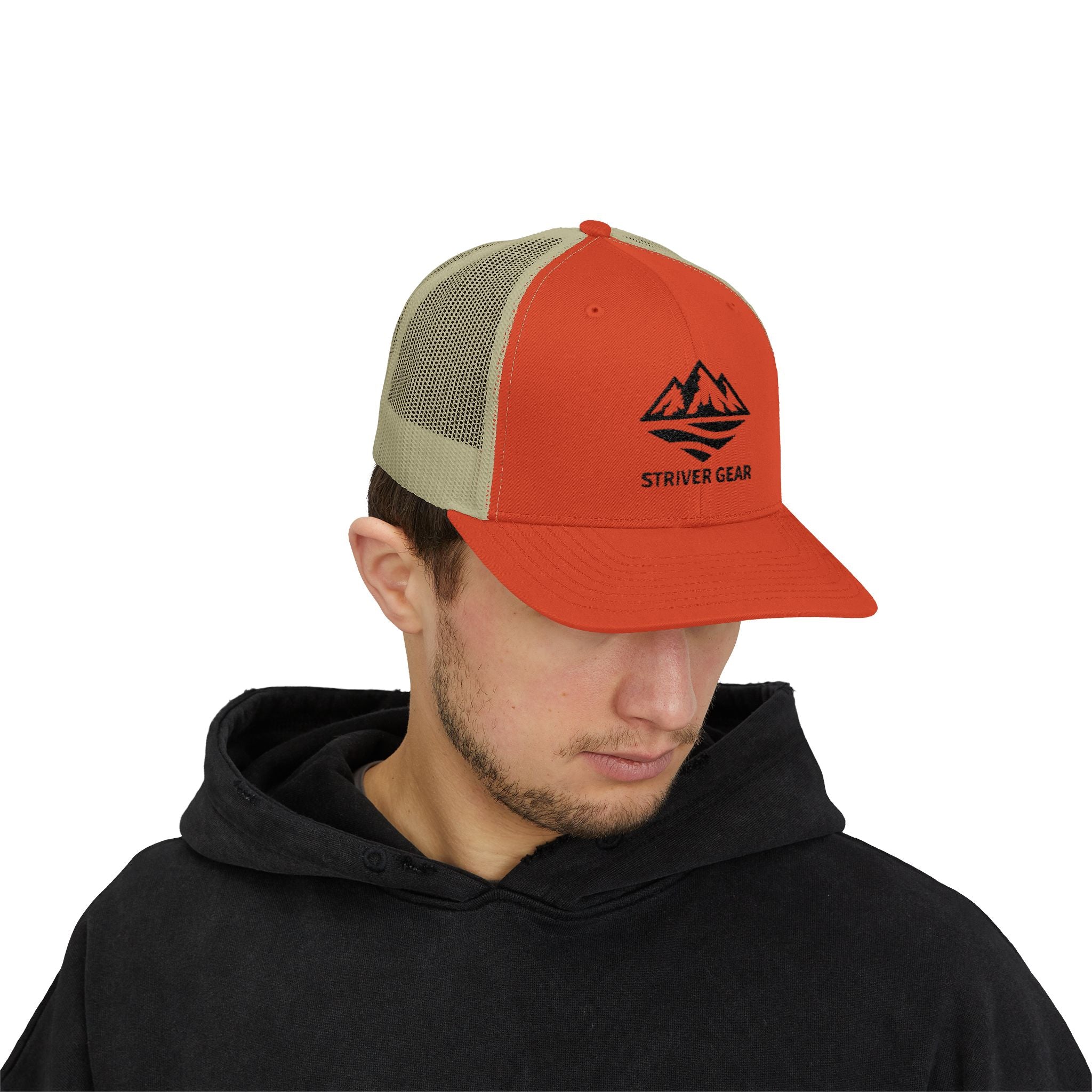 Solid Black Logo Snapback Trucker Cap
