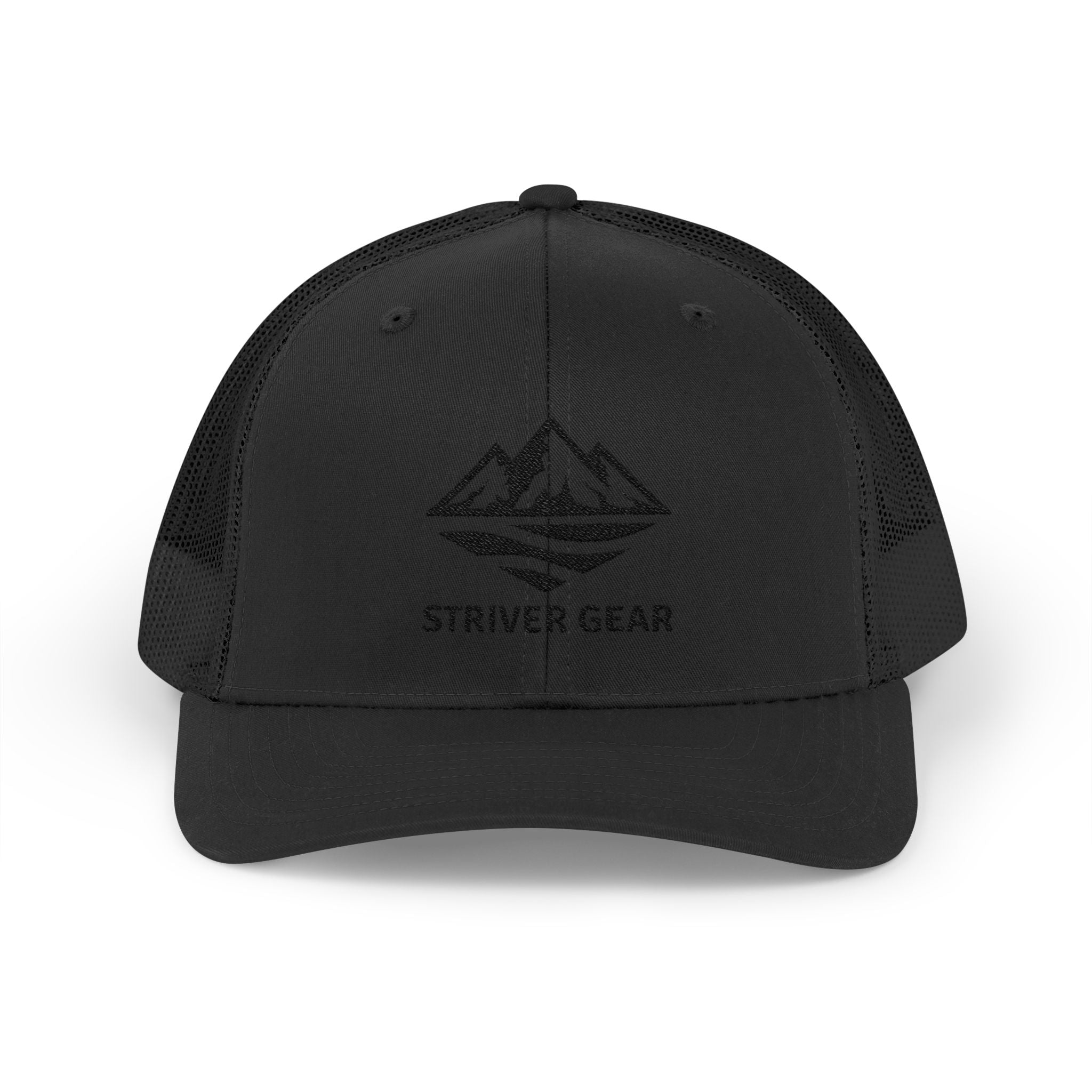 Solid Black Logo Snapback Trucker Cap