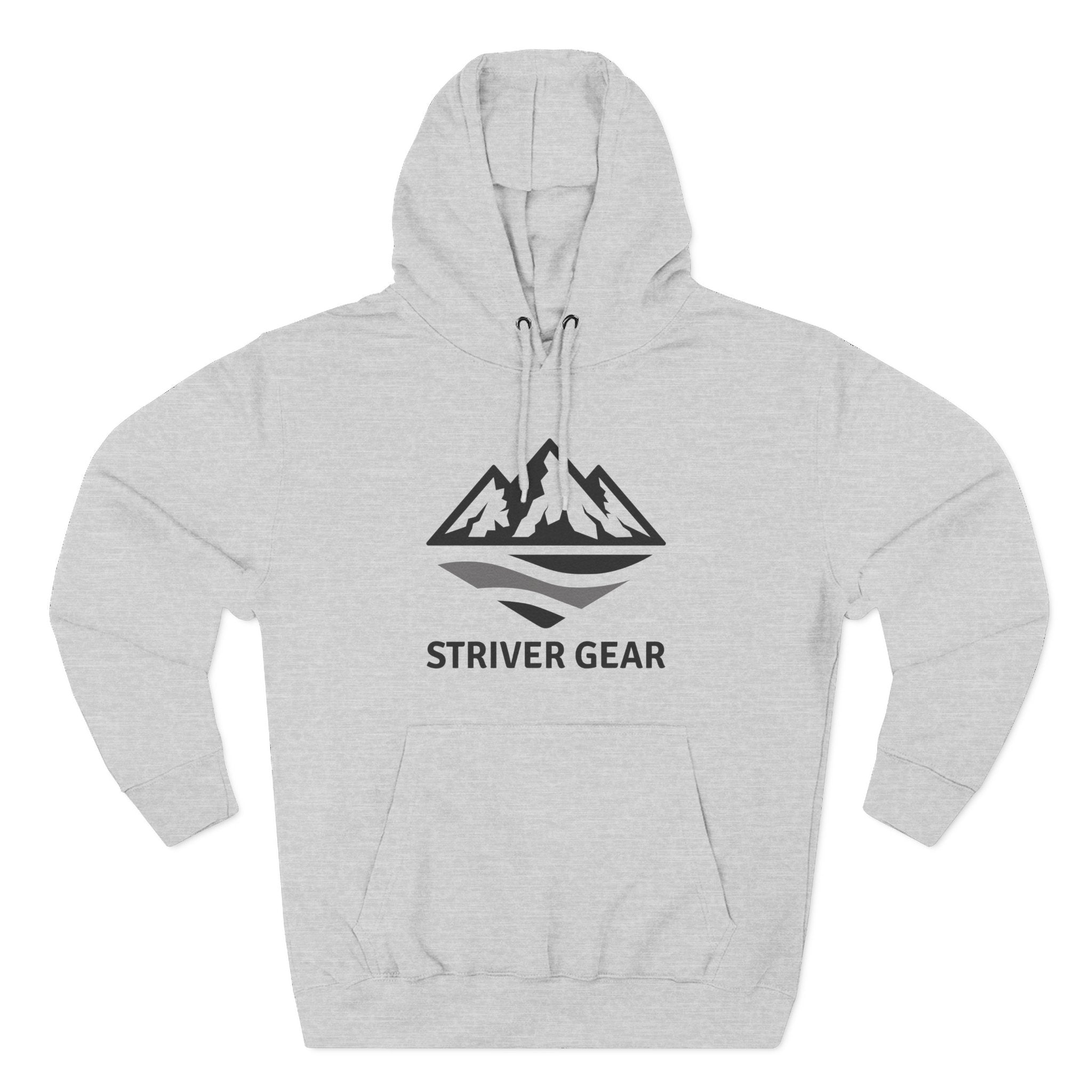 Black Logo Threee-Panel Fleece Hoodie