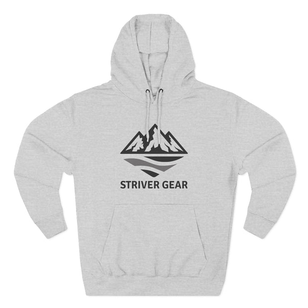 Black Logo Threee-Panel Fleece Hoodie