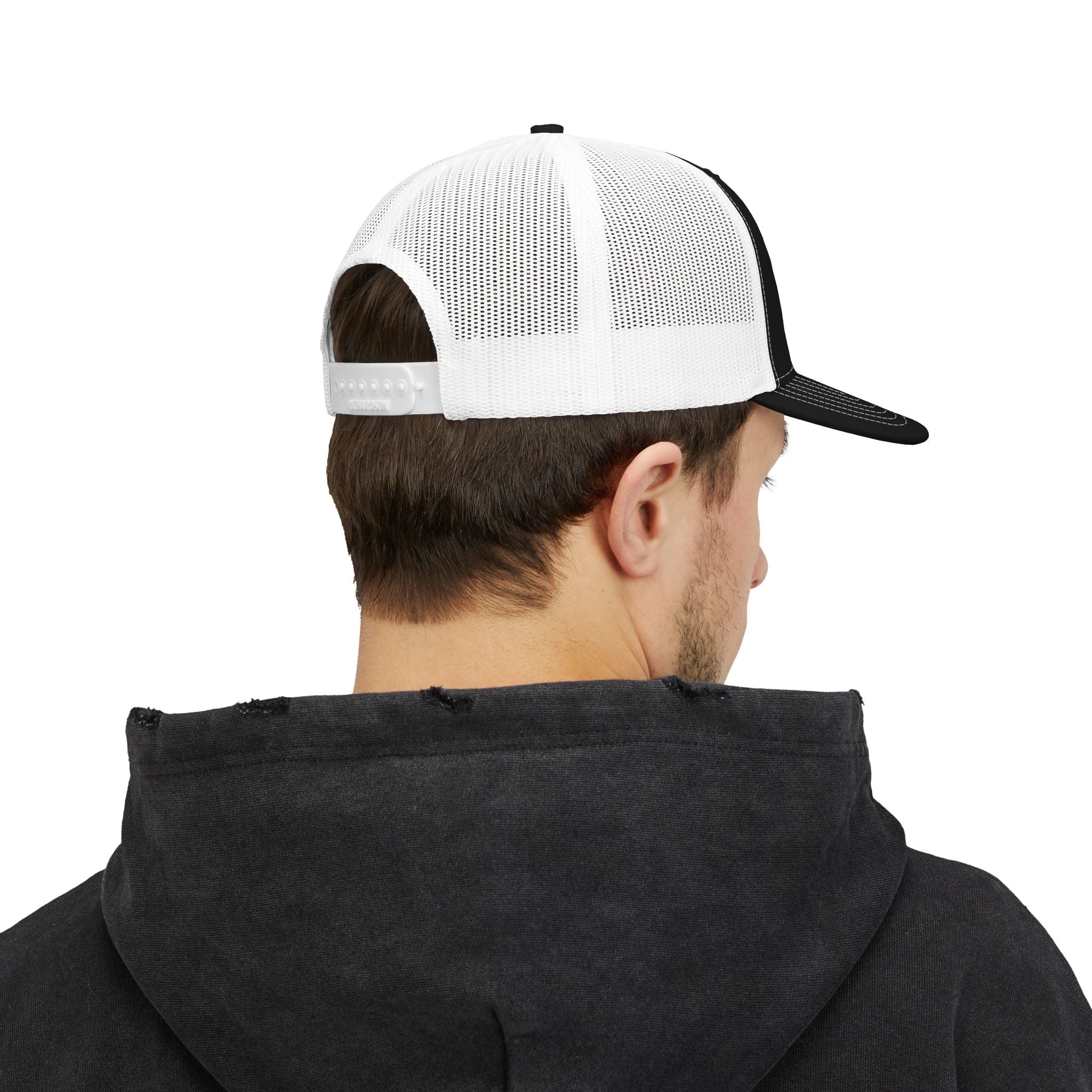 White Logo Snapback Trucker Cap