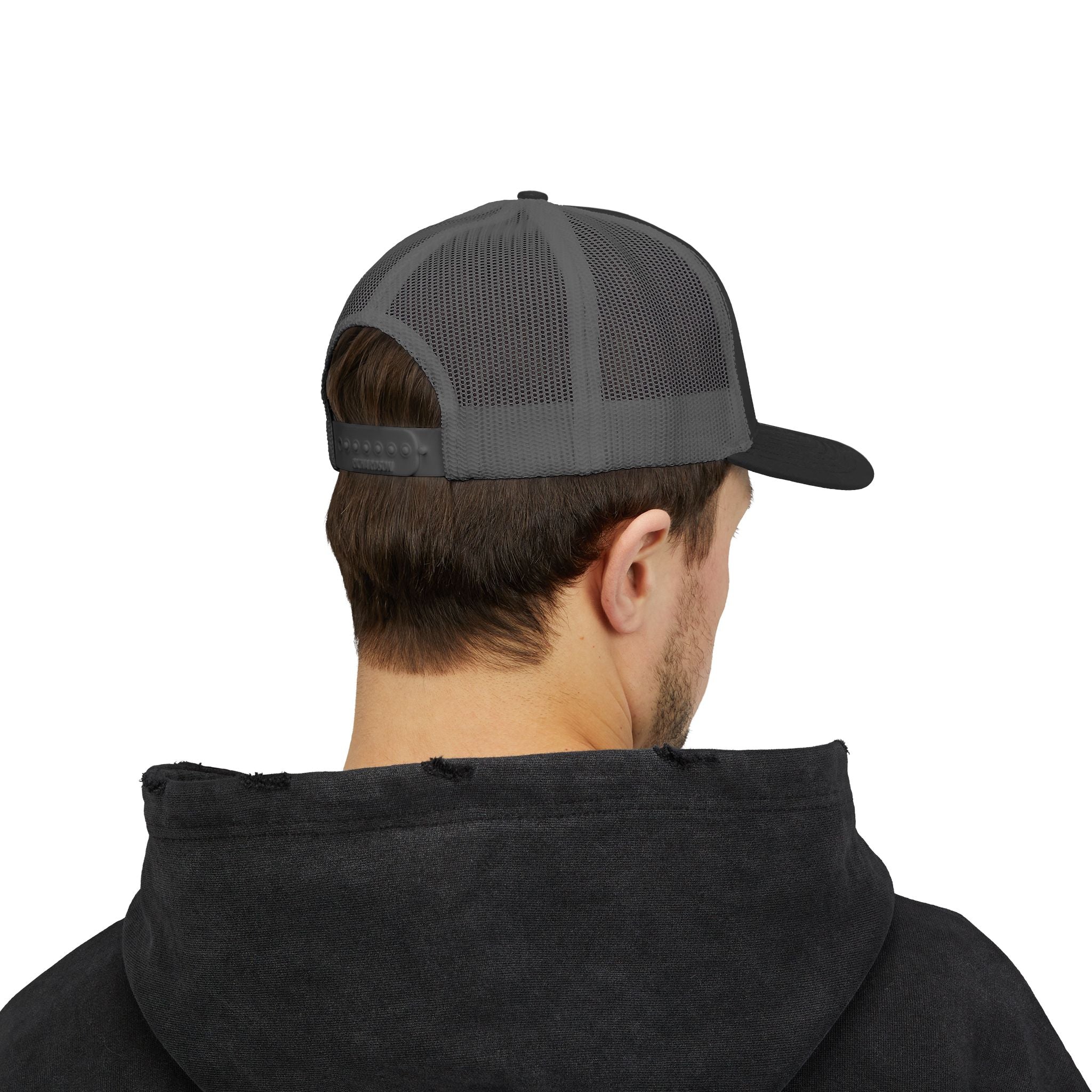 Solid Black Logo Snapback Trucker Cap