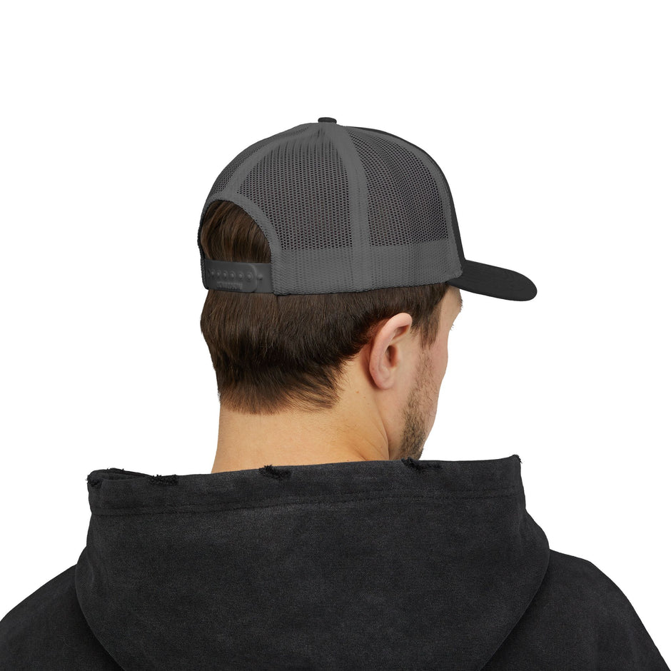 Solid Black Logo Snapback Trucker Cap