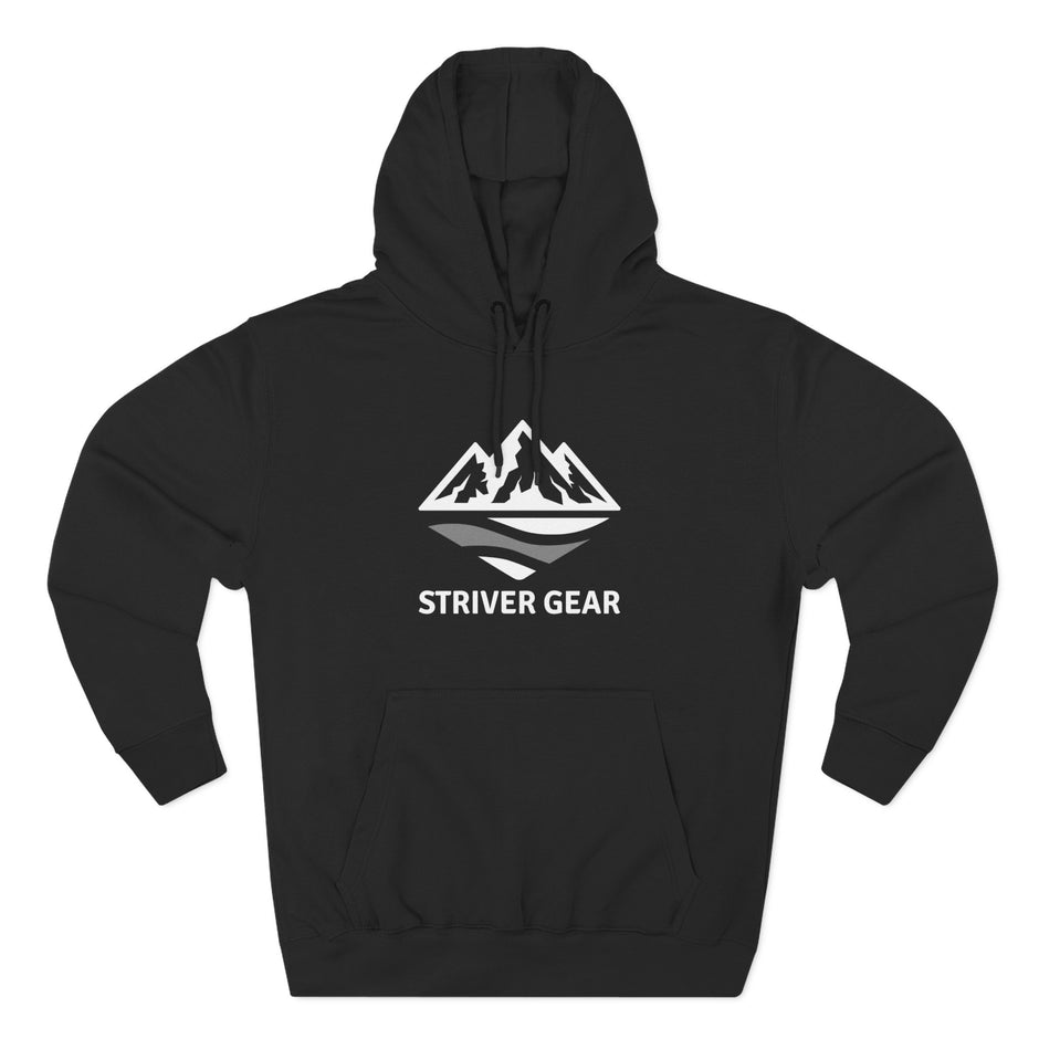 White Logo Three-Panel Hoodie