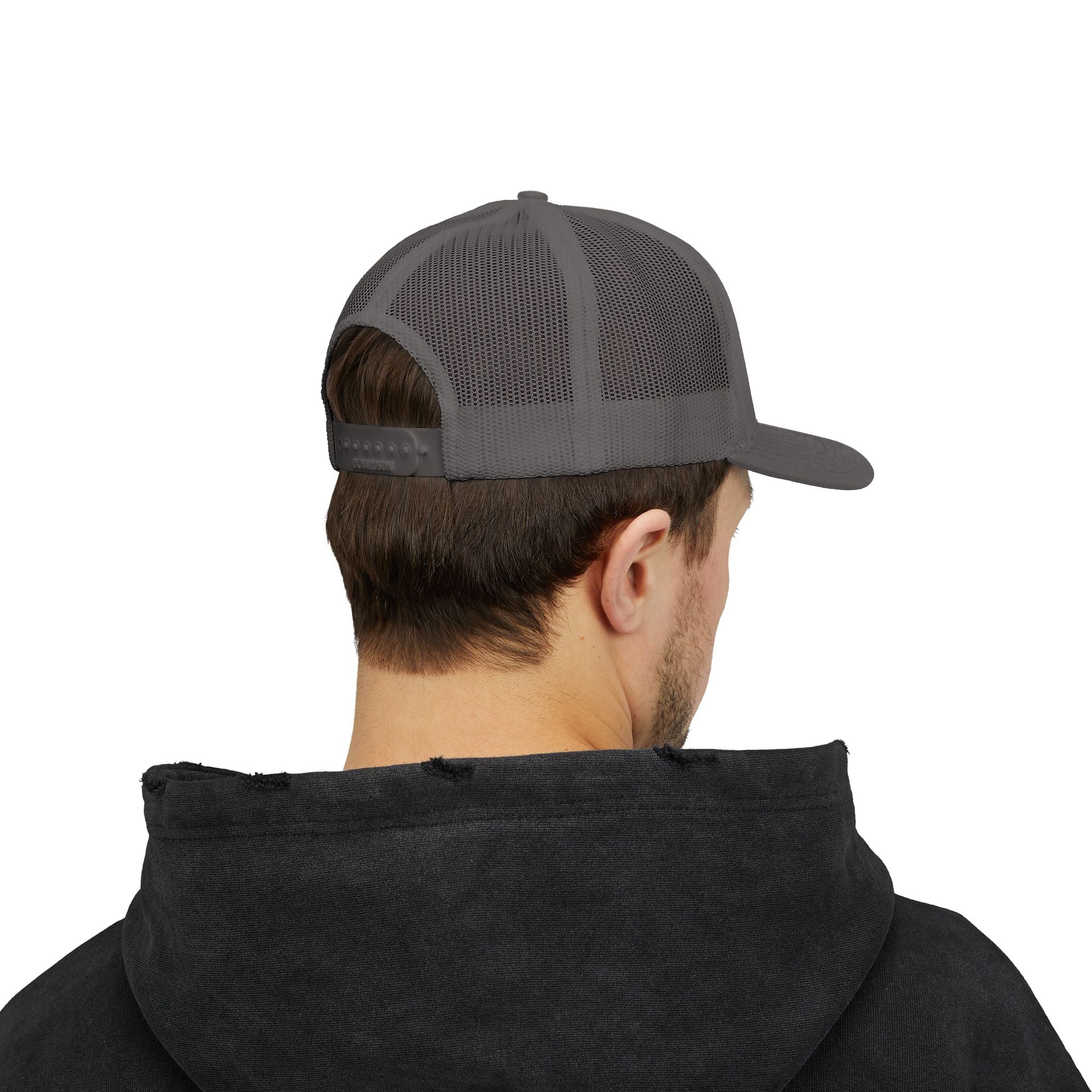 Solid Black Logo Snapback Trucker Cap
