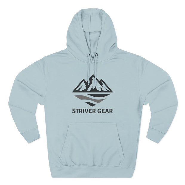 Black Logo Threee-Panel Fleece Hoodie