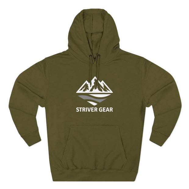 White Logo Three-Panel Hoodie