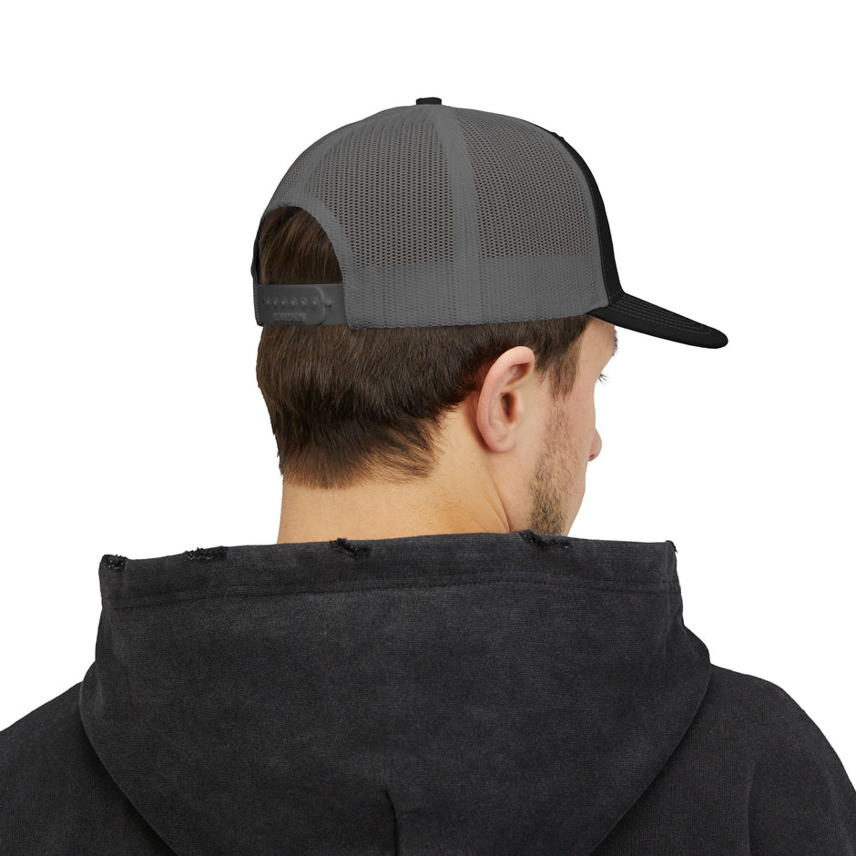 White Logo Snapback Trucker Cap
