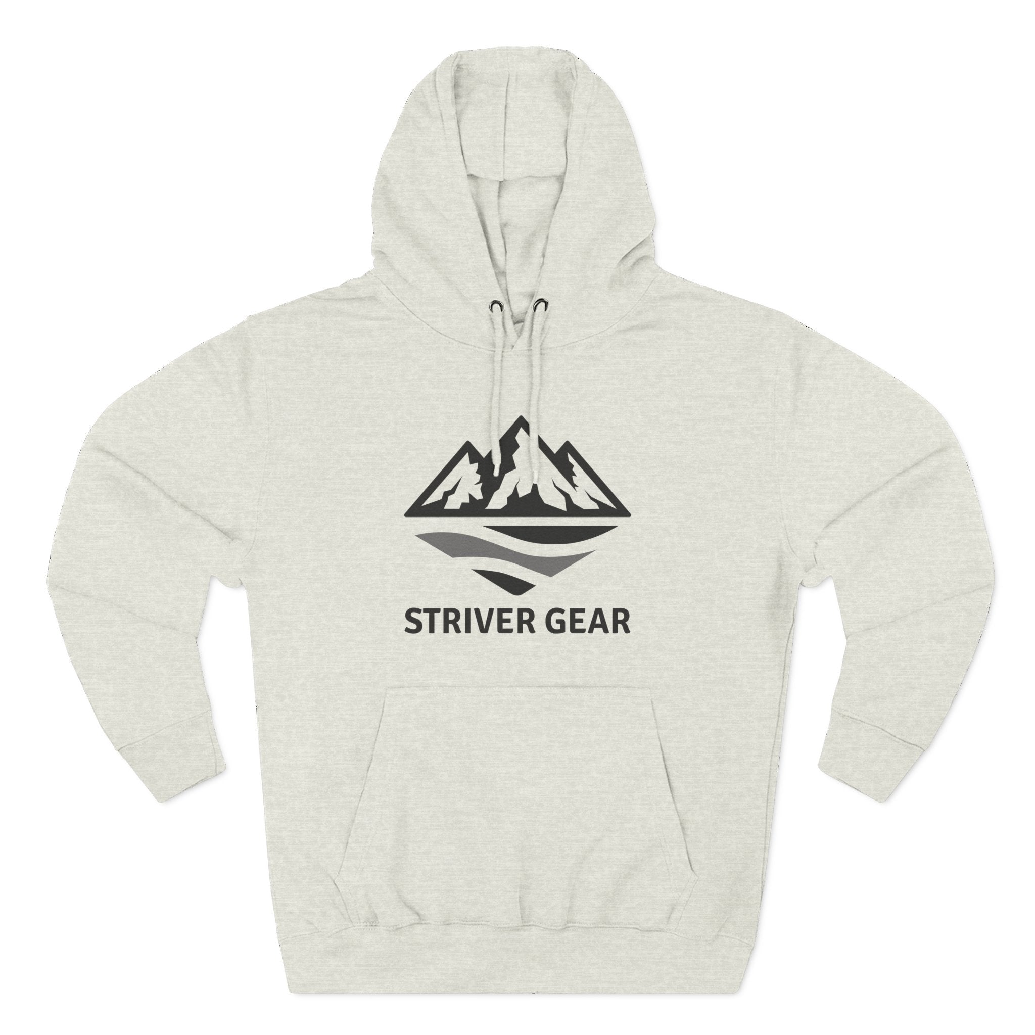 Black Logo Threee-Panel Fleece Hoodie
