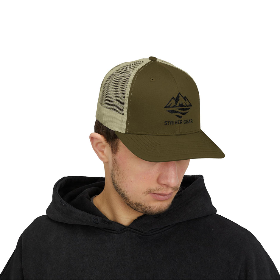Solid Black Logo Snapback Trucker Cap