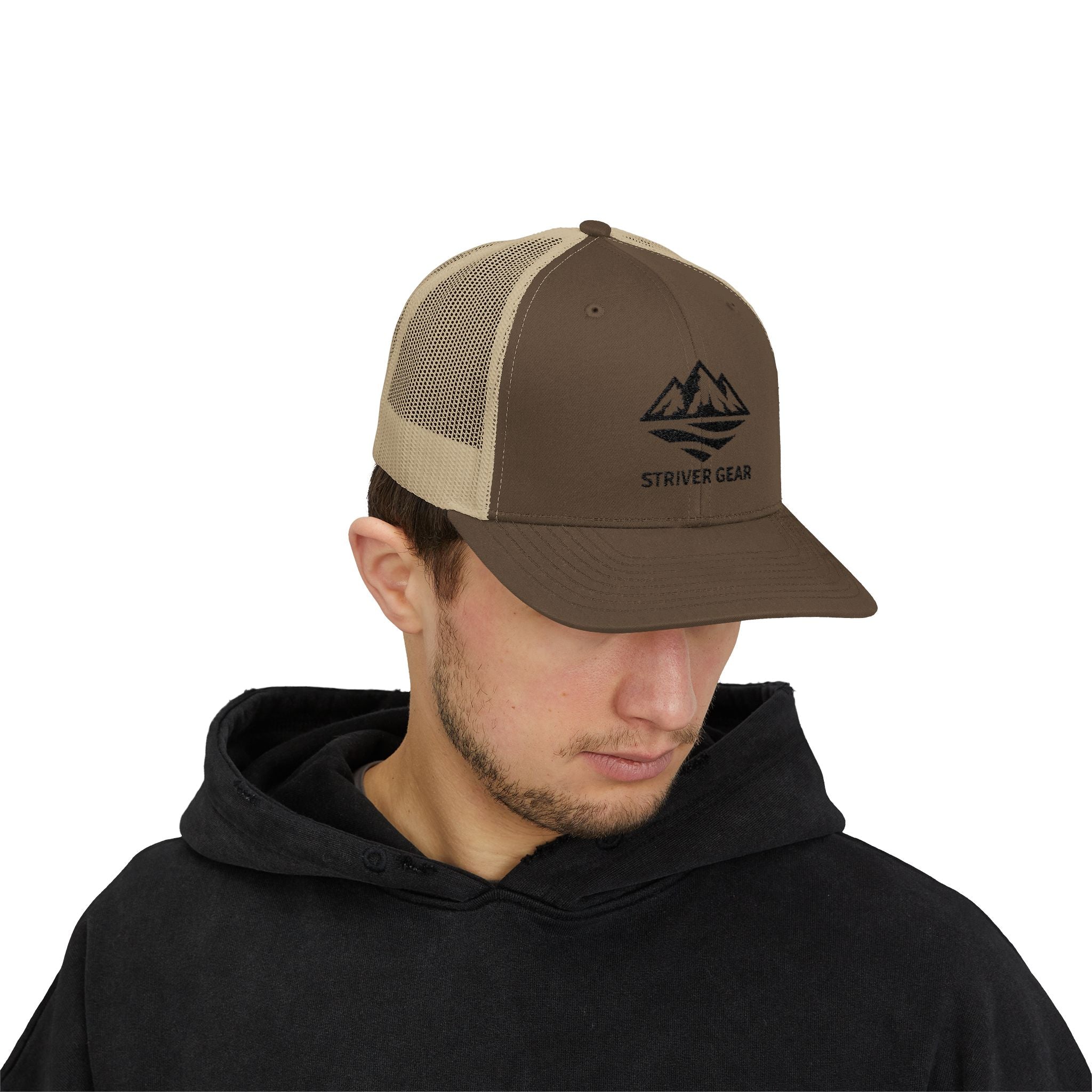 Solid Black Logo Snapback Trucker Cap