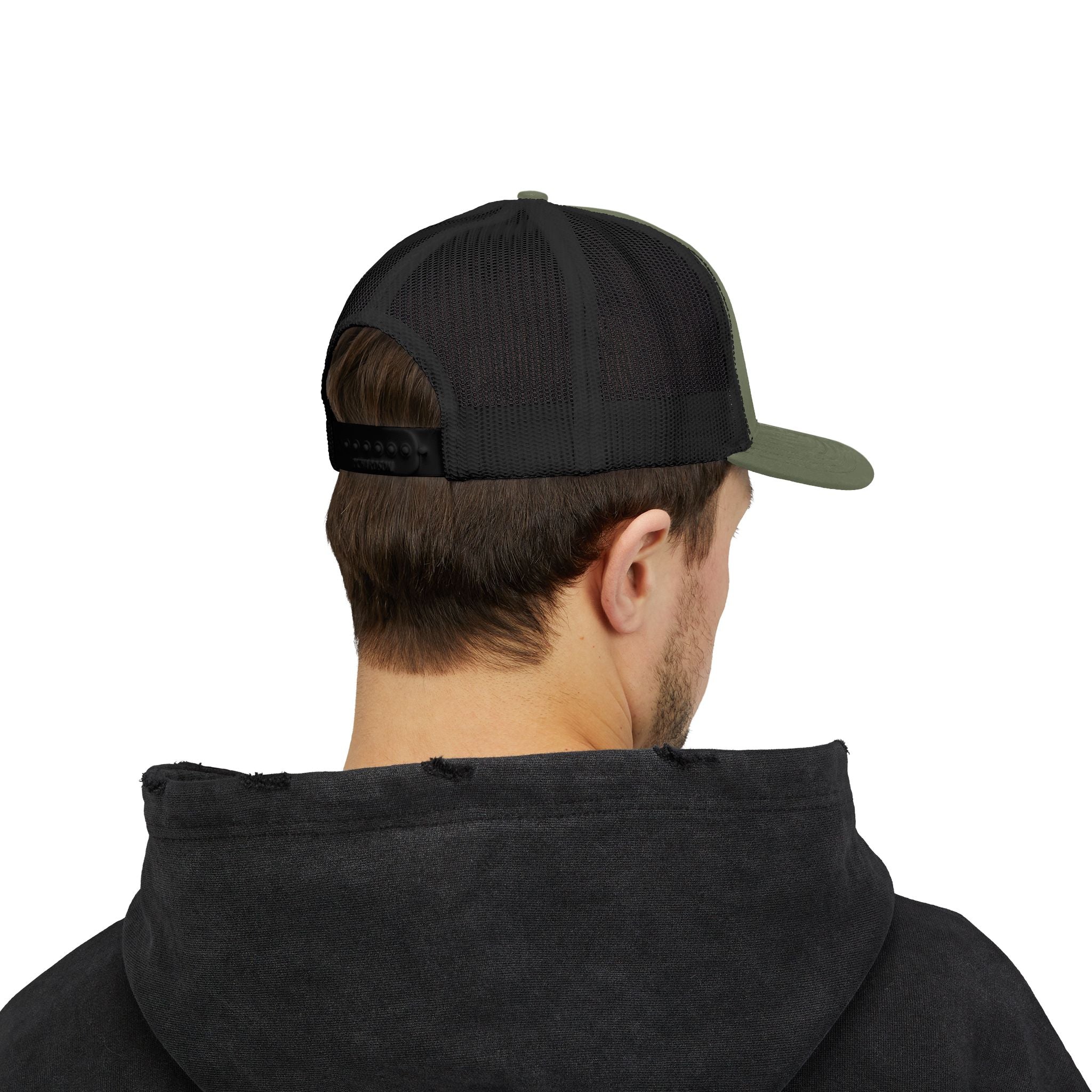 Solid Black Logo Snapback Trucker Cap