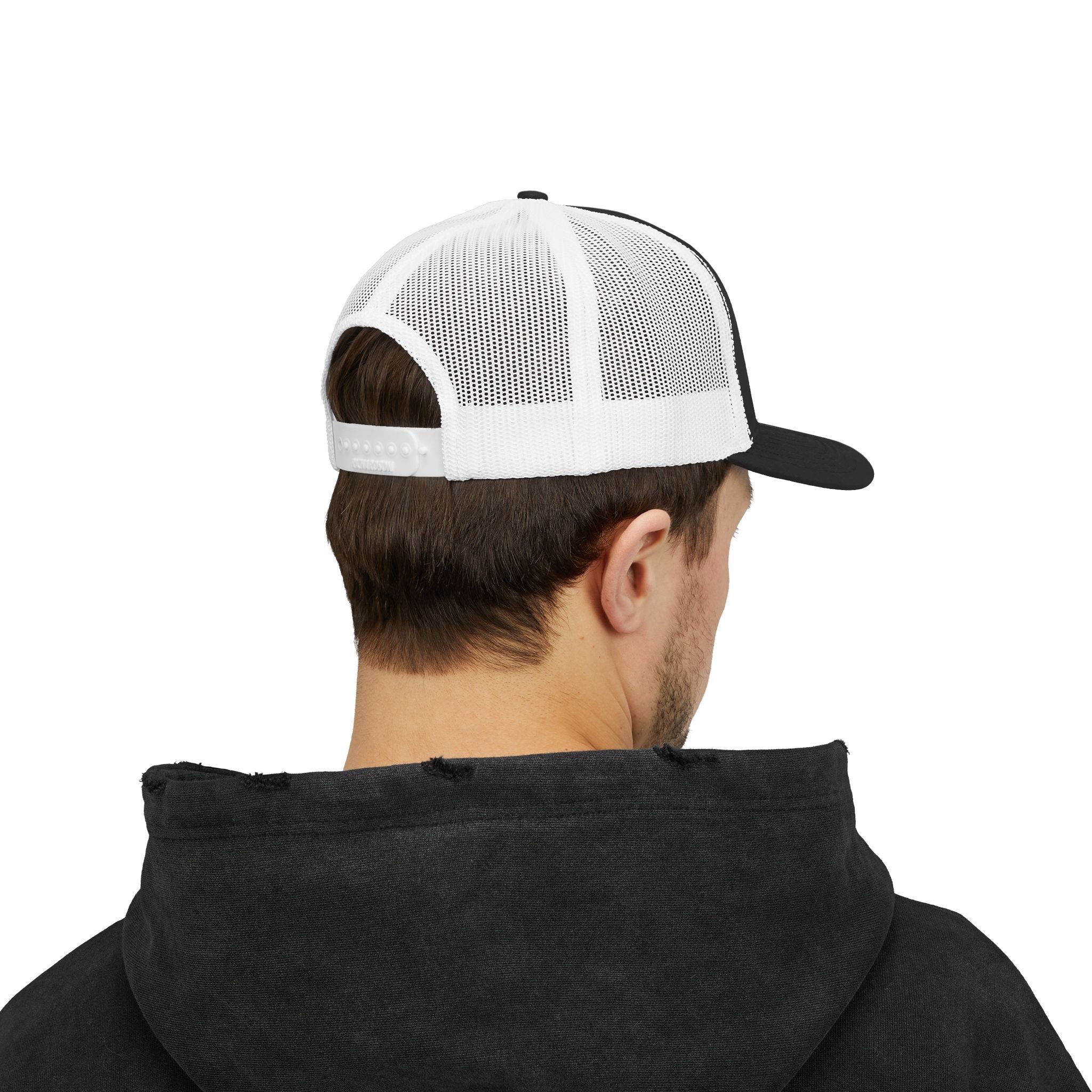 Solid Black Logo Snapback Trucker Cap