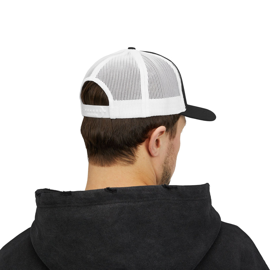 Solid Black Logo Snapback Trucker Cap